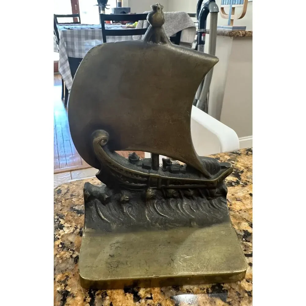 Antique Nautical Ship Doorstop – Bradley & Hubbard Style Cast Metal